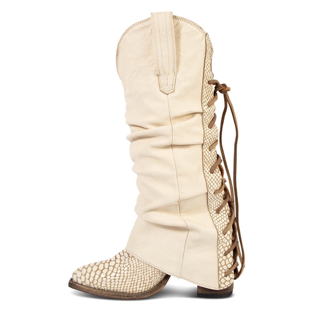 Freebird Cream and Brown Lace Up Boots